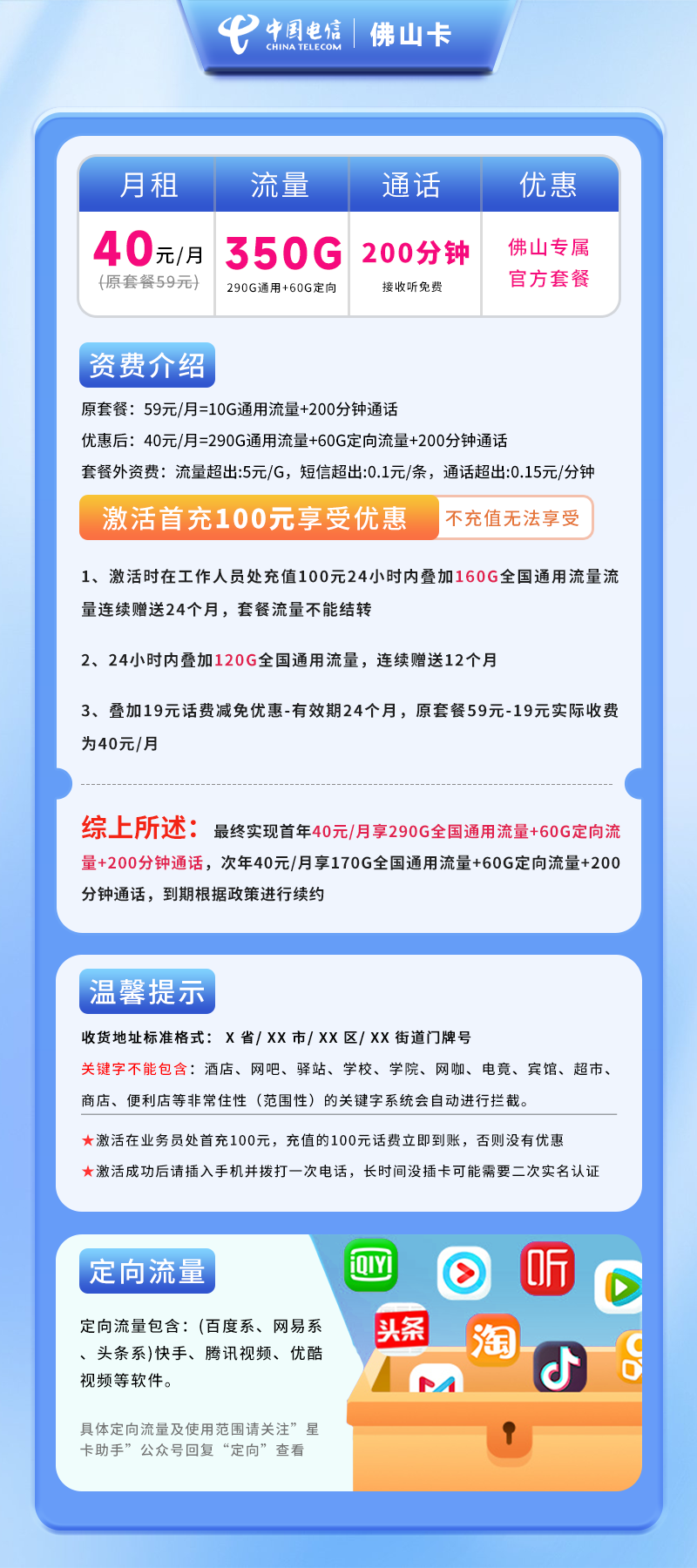 电信佛山卡A【仅发佛山】详情