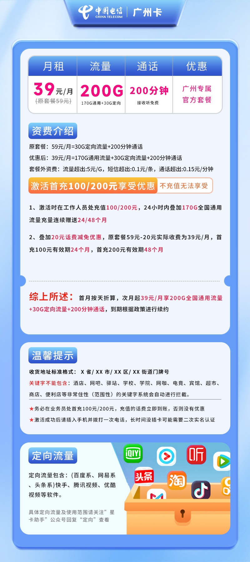 电信广州卡A【仅发广州】详情