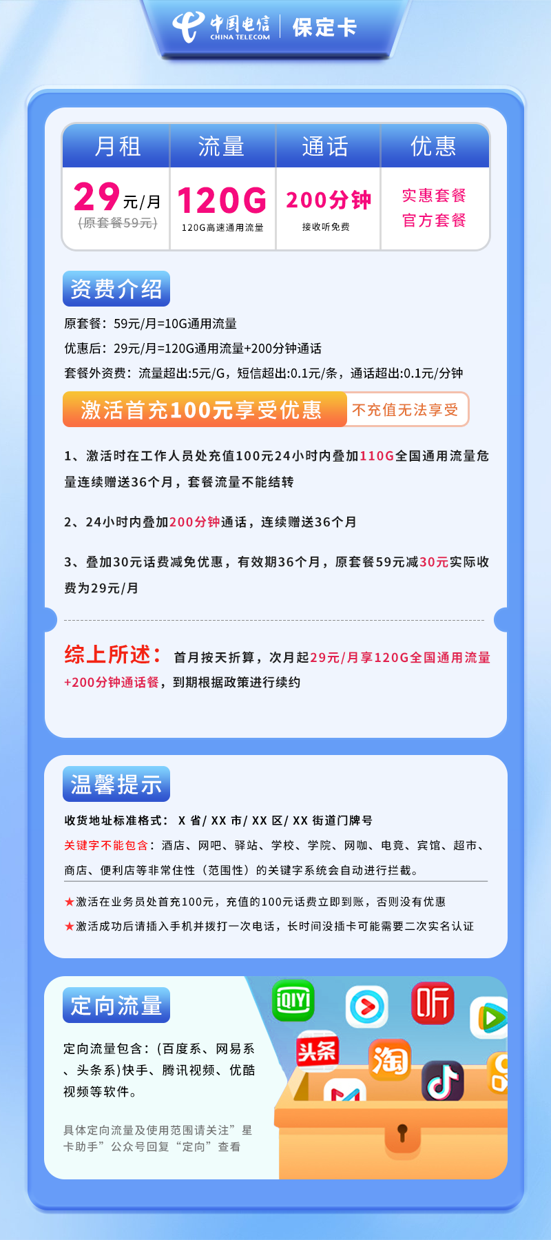 电信保定卡A【仅发保定】详情