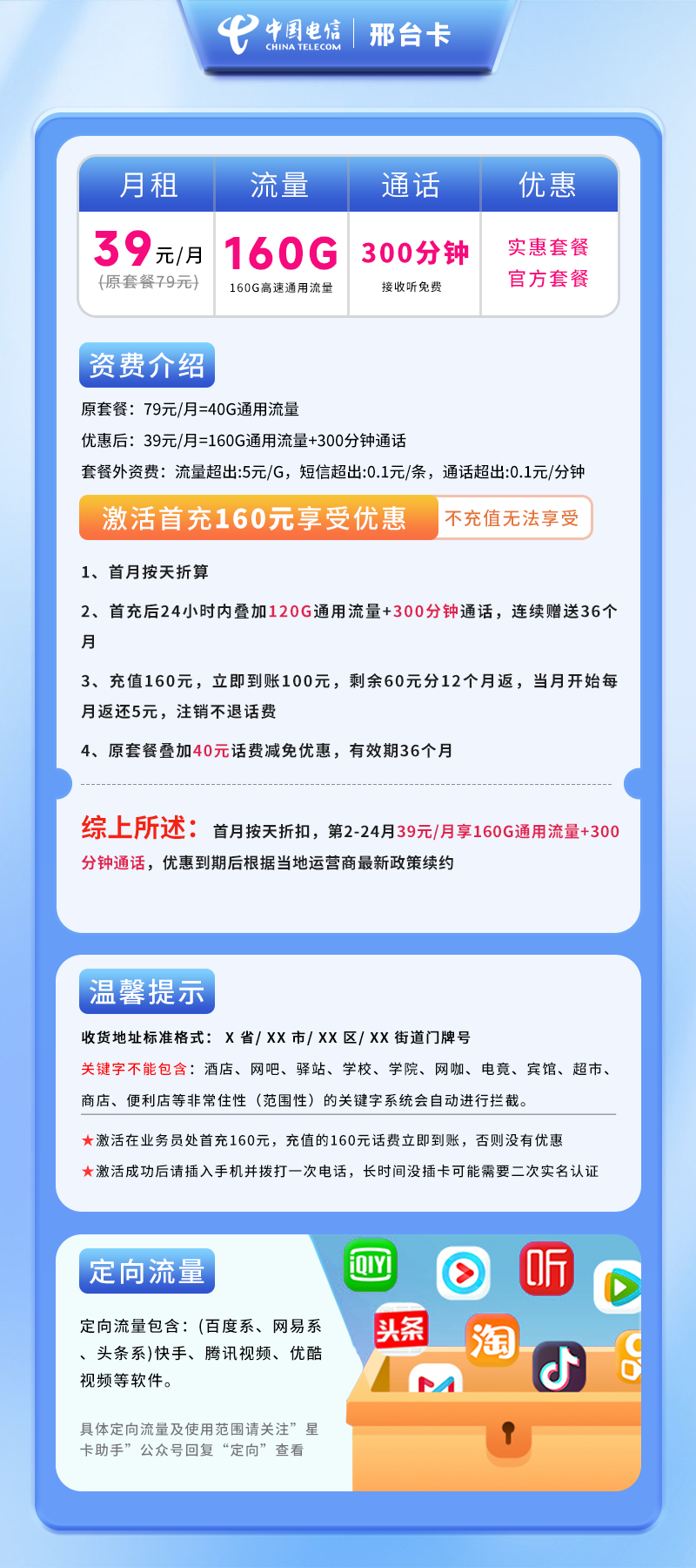电信邢台卡C【仅发邢台】详情