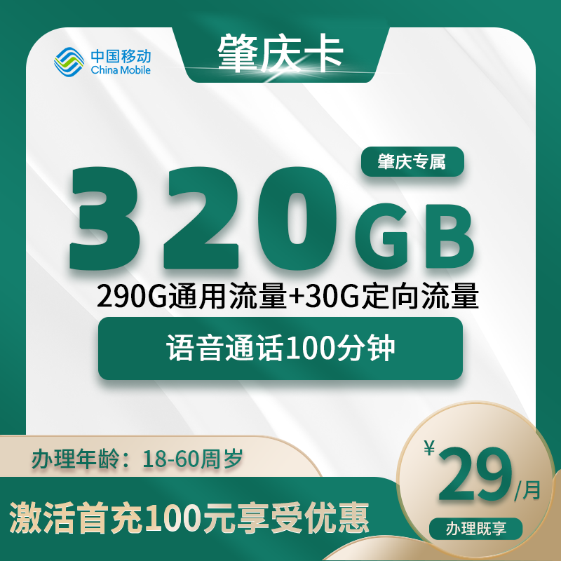 移动肇庆卡A【仅发肇庆】